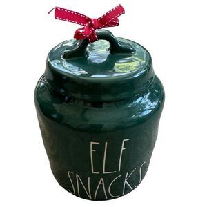 Rae Dunn “Elf Snacks” Large Chubby Christmas Cookie Canister w/Lid NWOT